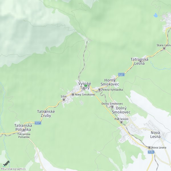 HERE Map of Vysoké Tatry, Slovakia